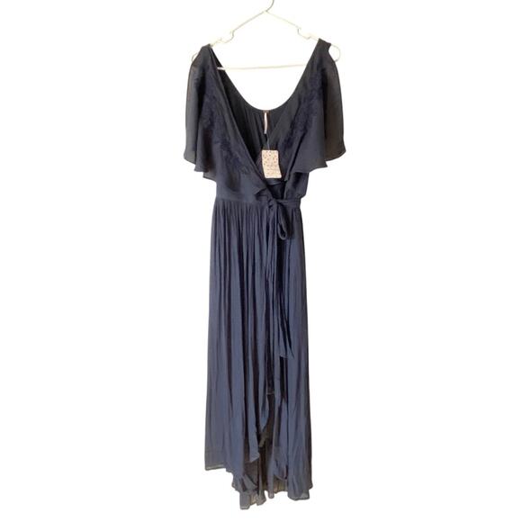 Free People NWTs Fiona Midnight Blue Navy Wrap Maxi Dress size small - Picture 3 of 8